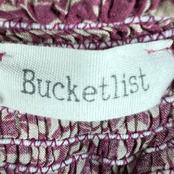 Anthropologie Bucketlist Women L Boho Maxi Top Smocked Back Bishop Sleeve Blouse - Picture 14 of 16